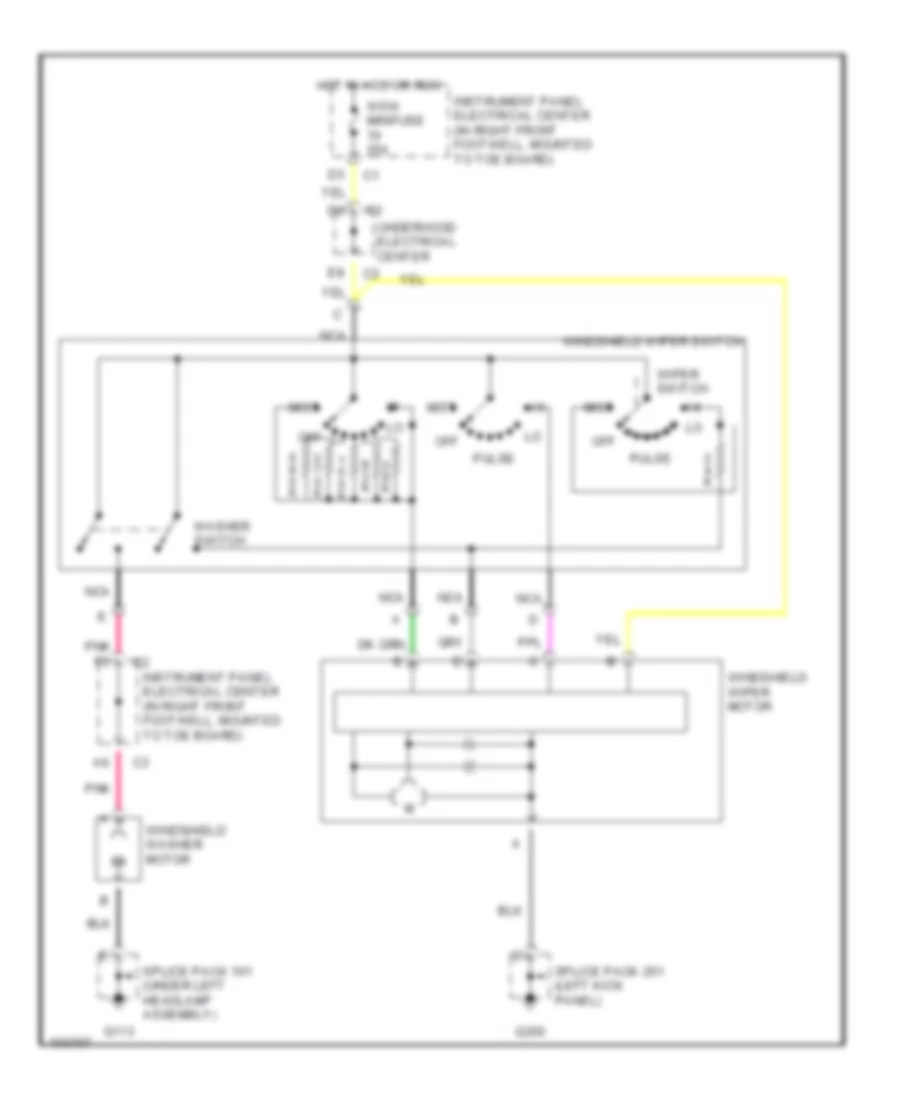 Электросхема стеклоочистителя, дворников и омывателя для Chevrolet Corvette 1998