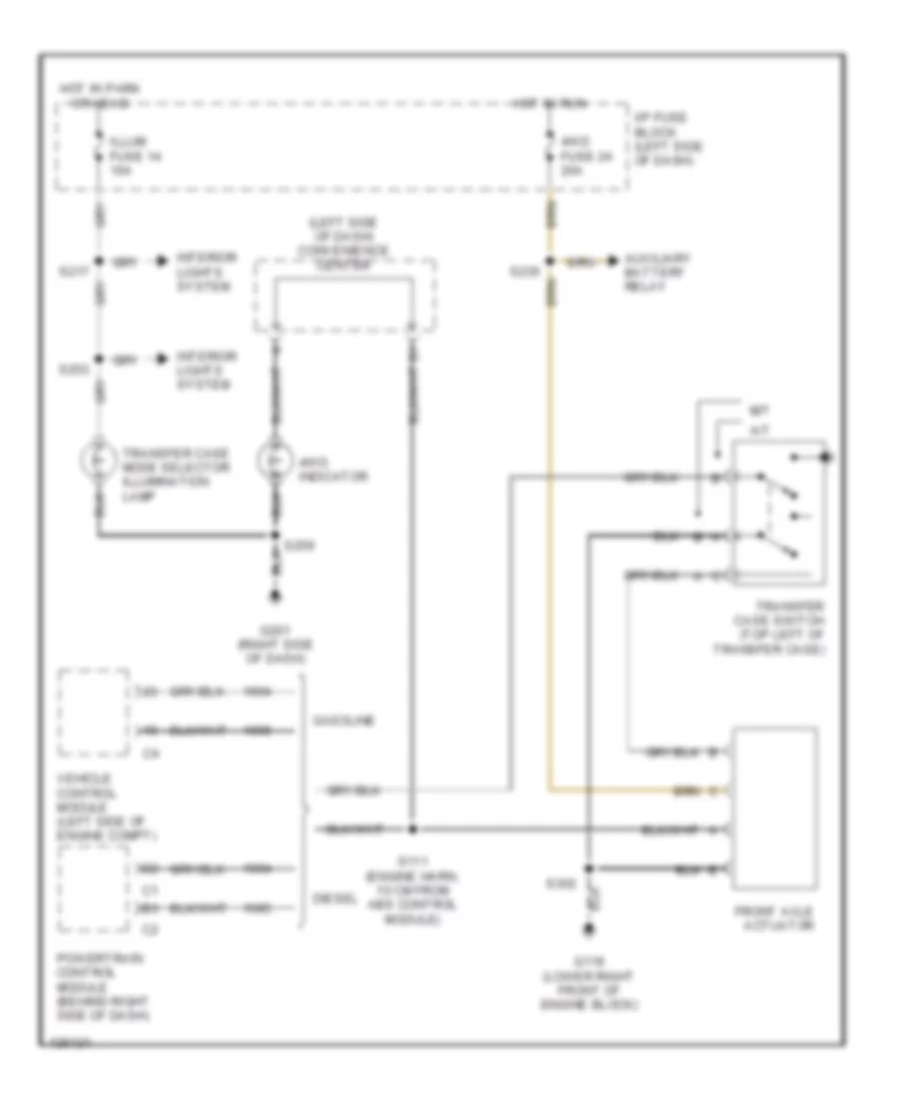 4WD Wiring Diagram without Electronic Shift Control with Light Duty Transmissio for Chevrolet Tahoe 1999