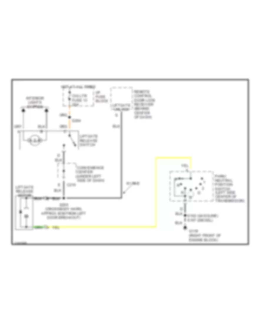 Rear Glass Release Wiring Diagram for Chevrolet Tahoe 1999