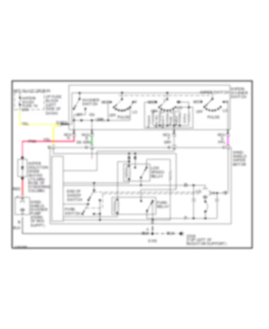 Электросхема стеклоочистителя, дворников и омывателя для Chevrolet Camaro 1999