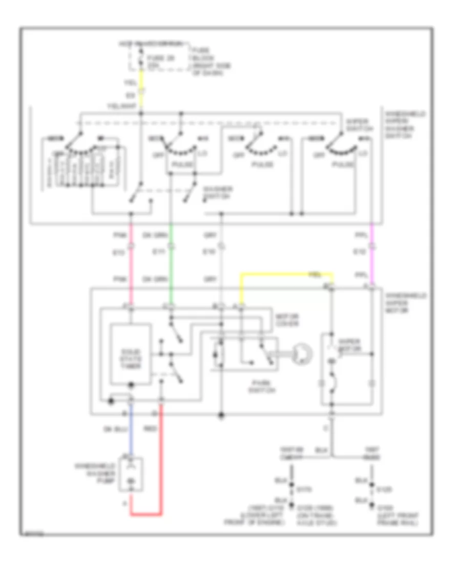 Электросхема стеклоочистителя, дворников и омывателя для Chevrolet Monte Carlo Z34 1997