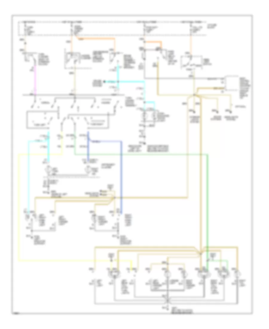 Exterior Lamps Wiring Diagram, without DRL for Chevrolet Camaro 1996