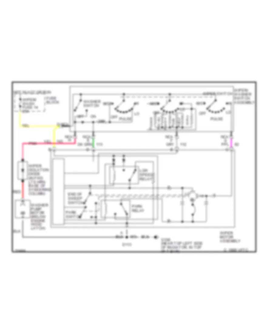 Электросхема стеклоочистителя, дворников и омывателя для Chevrolet Camaro 1996