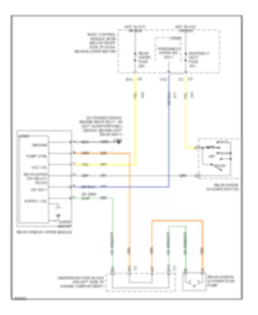 Электросхема заднего стеклоочистителя дворника и омывателя для Chevrolet Malibu Maxx 2005