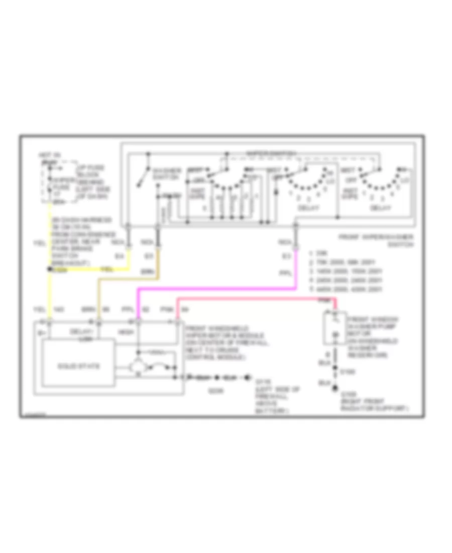 Электросхема передних стеклоочистителей дворников и омывателя лобового стекла для Chevrolet Astro 2000