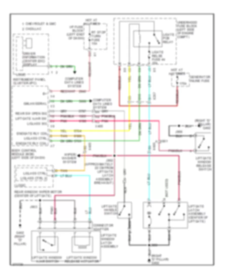 Liftgate Release Wiring Diagram for Chevrolet Suburban C2012 1500