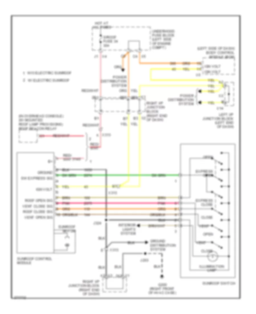 Sunroof Wiring Diagram for Chevrolet Suburban C2012 1500