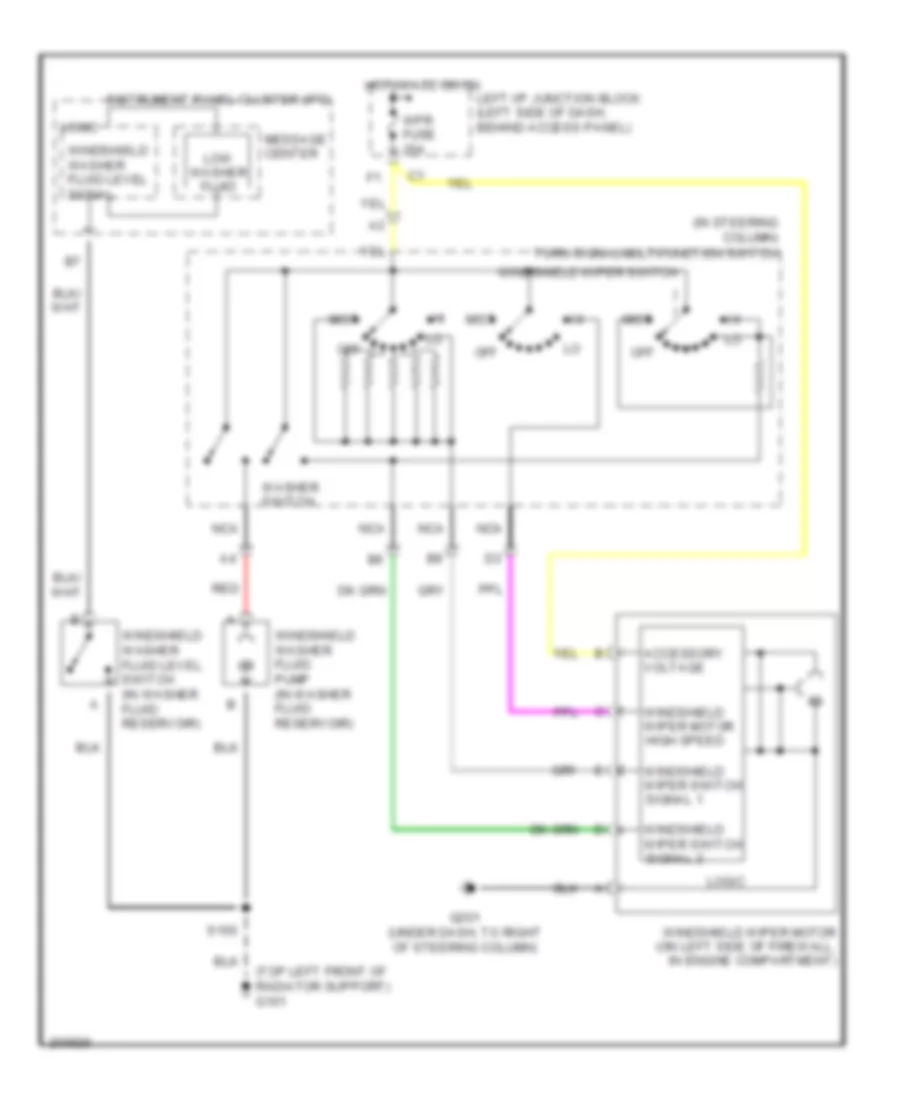 Электросхема стеклоочистителя, дворников и омывателя для Chevrolet Monte Carlo LT 2005