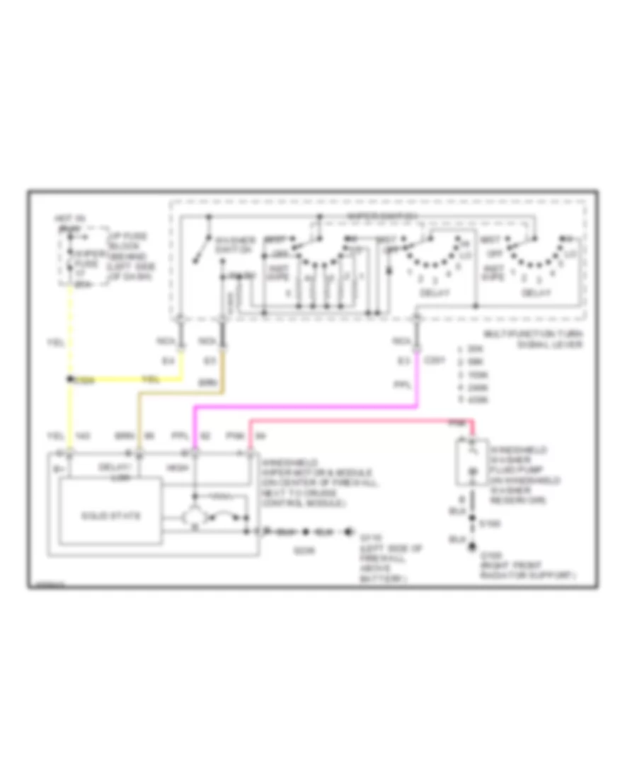 Электросхема передних стеклоочистителей дворников и омывателя лобового стекла для Chevrolet Astro 2002