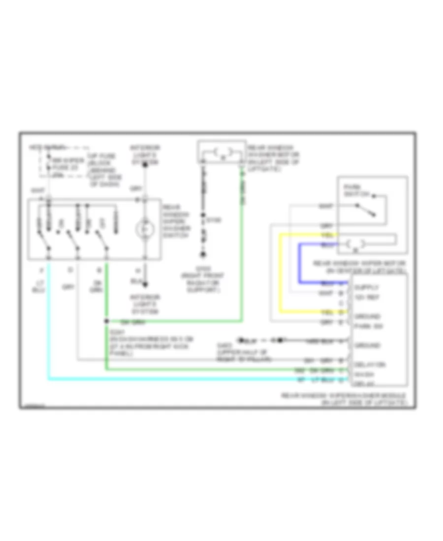 Электросхема заднего стеклоочистителя дворника и омывателя для Chevrolet Astro 2002