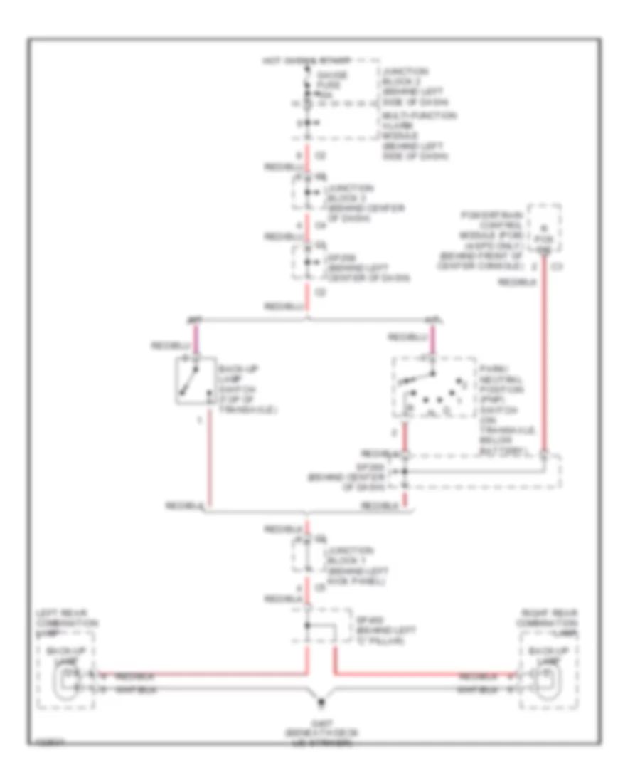 Back up Lamps Wiring Diagram for Chevrolet Prizm LSi 2000