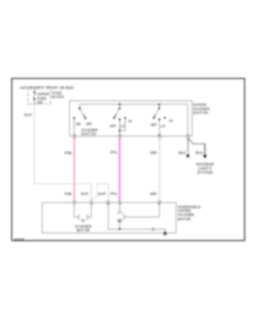 Электросхема стеклоочистителя, дворников и омывателя С 2 скоростями, Шасси Кэмпинга для Chevrolet Step Van P30 1990