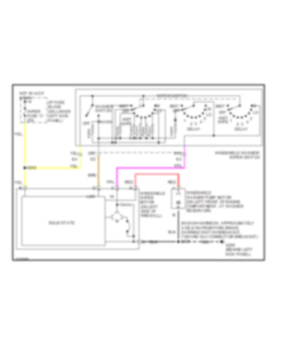 Электросхема стеклоочистителя, дворников и омывателя для Chevrolet RV Cutaway G3500 2000