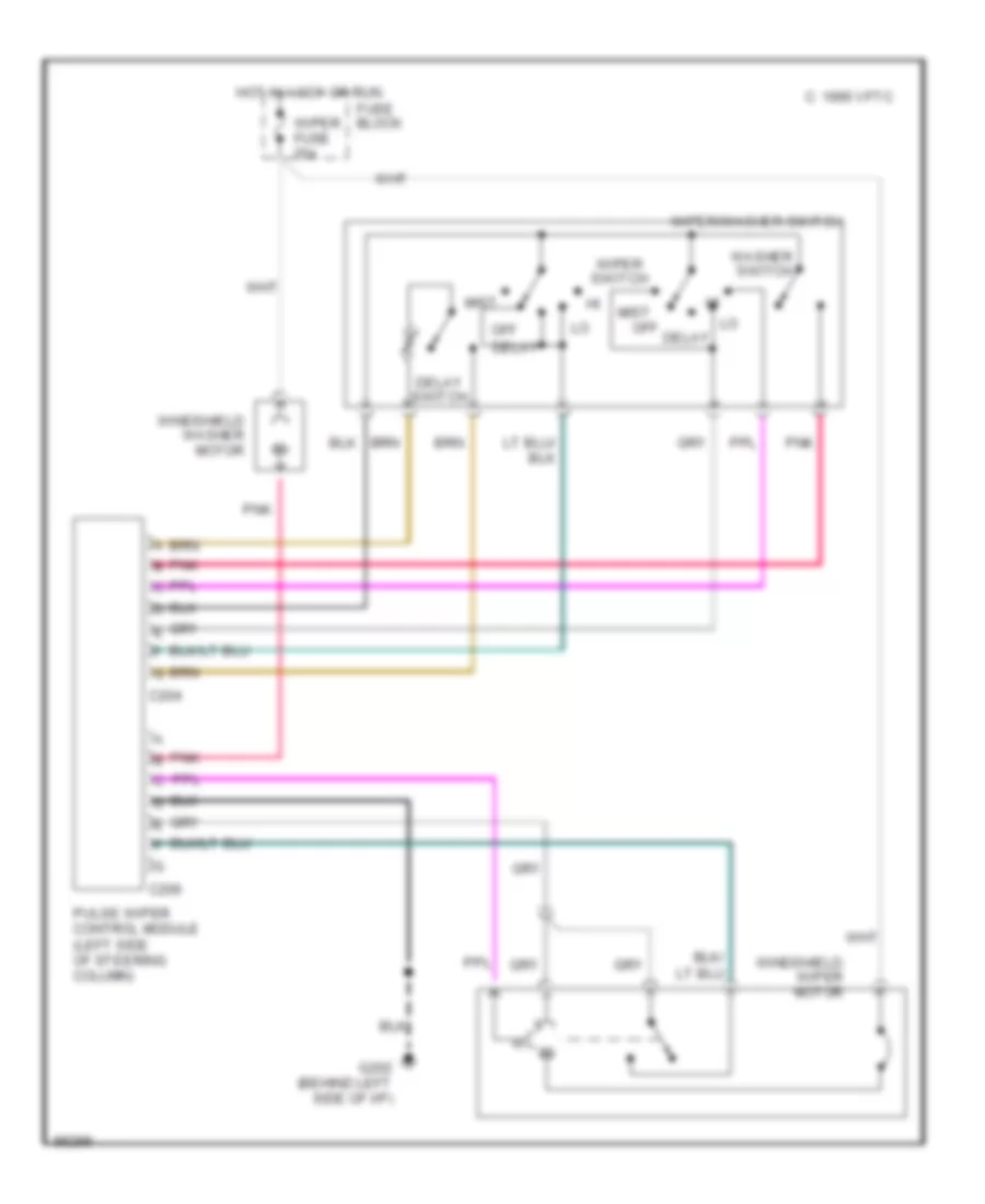 Электросхема стеклоочистителя, дворников и омывателя для Chevrolet Suburban R1990 1500