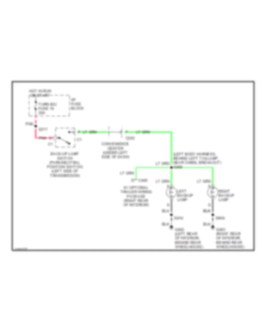 Back up Lamps Wiring Diagram for Chevrolet Chevy Express G1999 3500