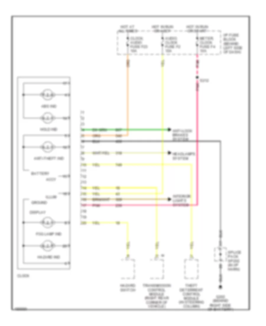 Clock Wiring Diagram, without Tachometer for Chevrolet Aveo 2004