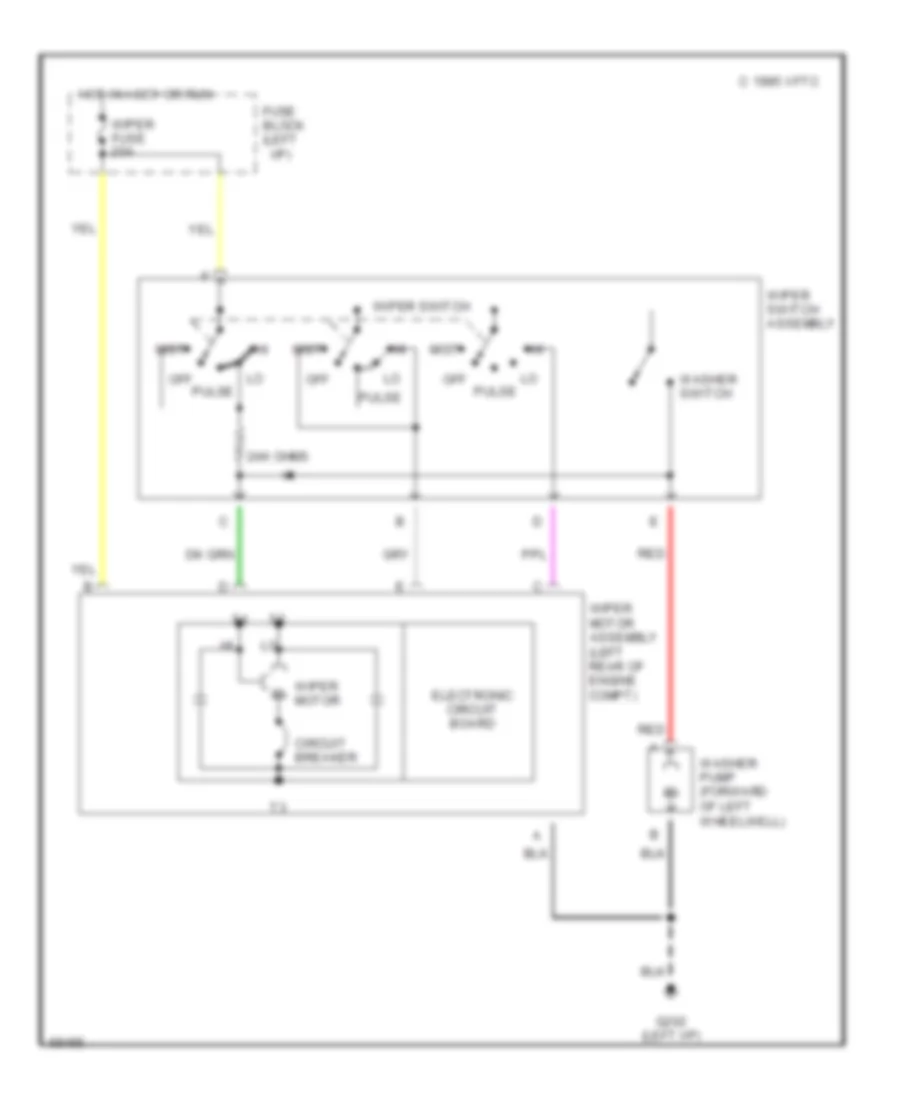 Электросхема стеклоочистителя, дворников и омывателя для Chevrolet Cavalier LS 1996