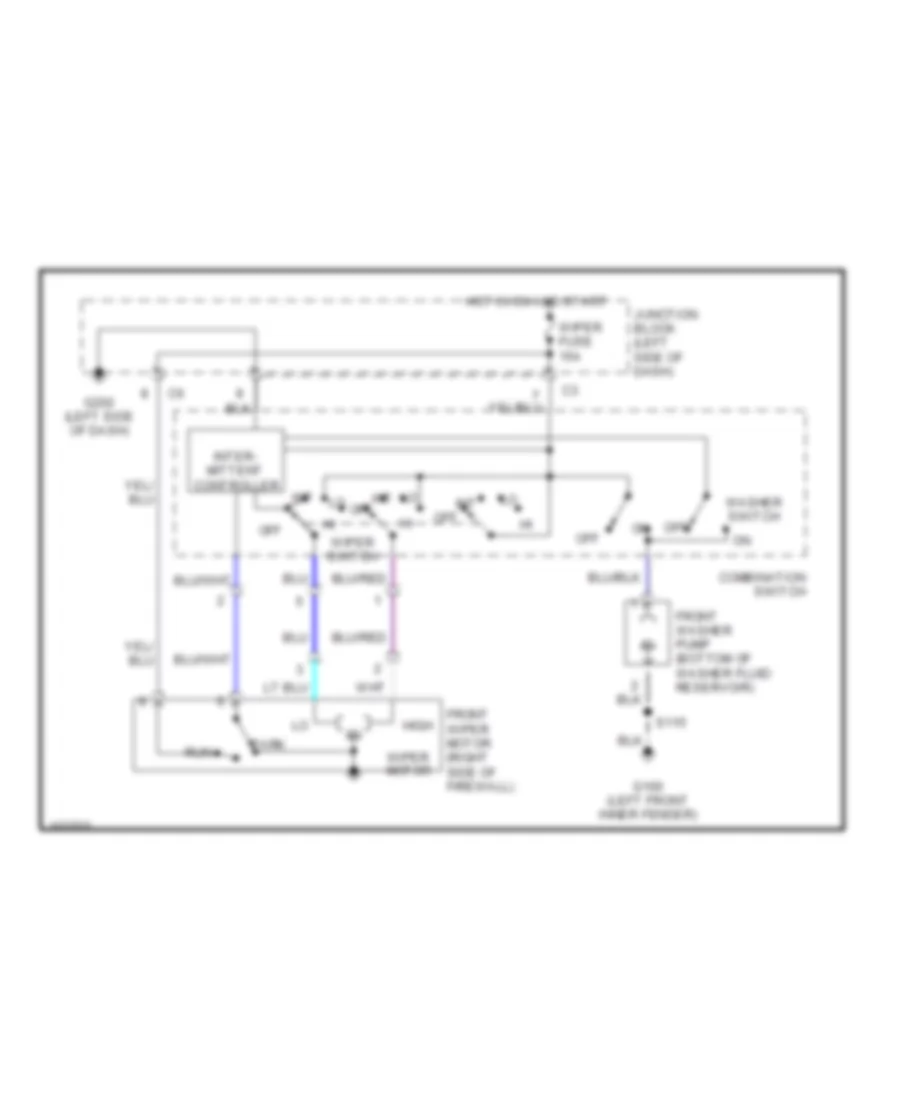 Неустойчивая Электросхема стеклоочистителя, дворников и омывателя для Chevrolet Metro LSi 1998