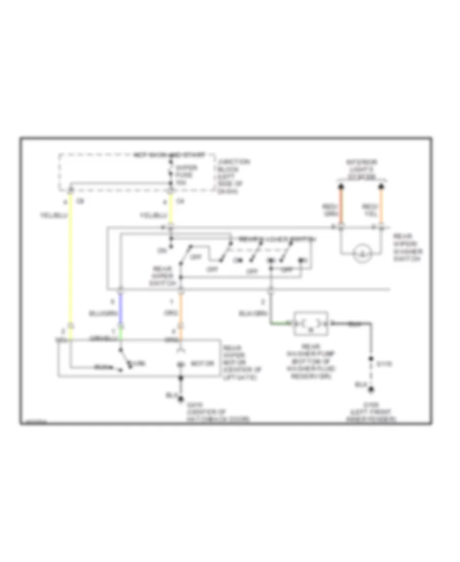 Электросхема заднего стеклоочистителя дворника и омывателя для Chevrolet Metro LSi 1998