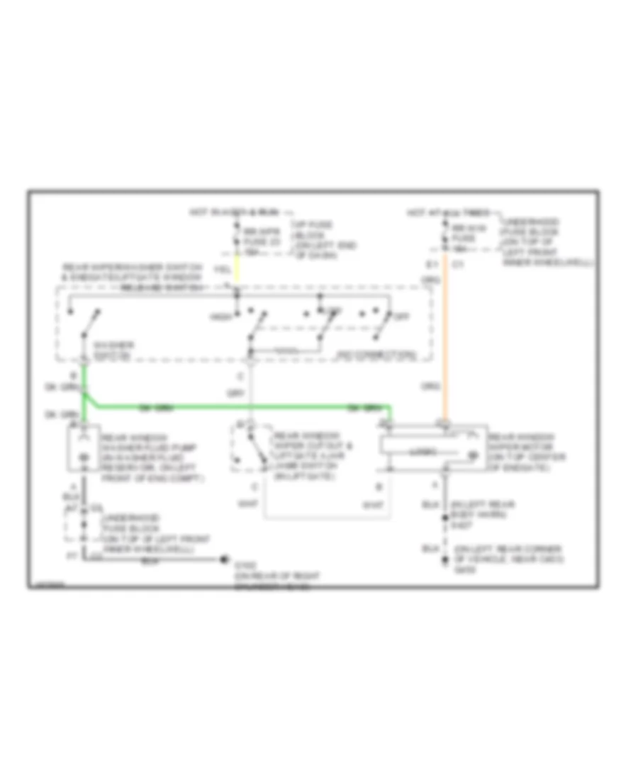 Электросхема заднего стеклоочистителя дворника и омывателя для Chevrolet Blazer 2004