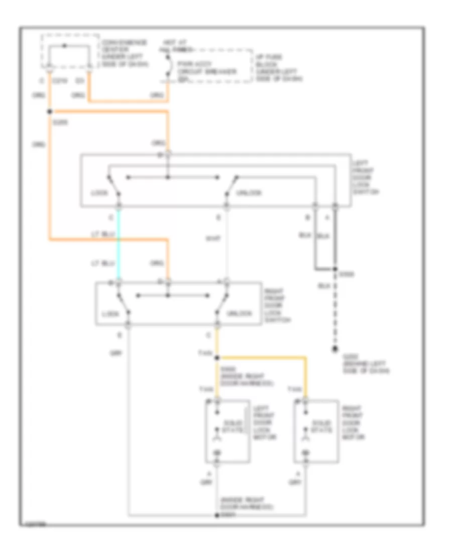 Door Lock Wiring Diagram, without Crew Cab for Chevrolet Cab  Chassis K3500 2000