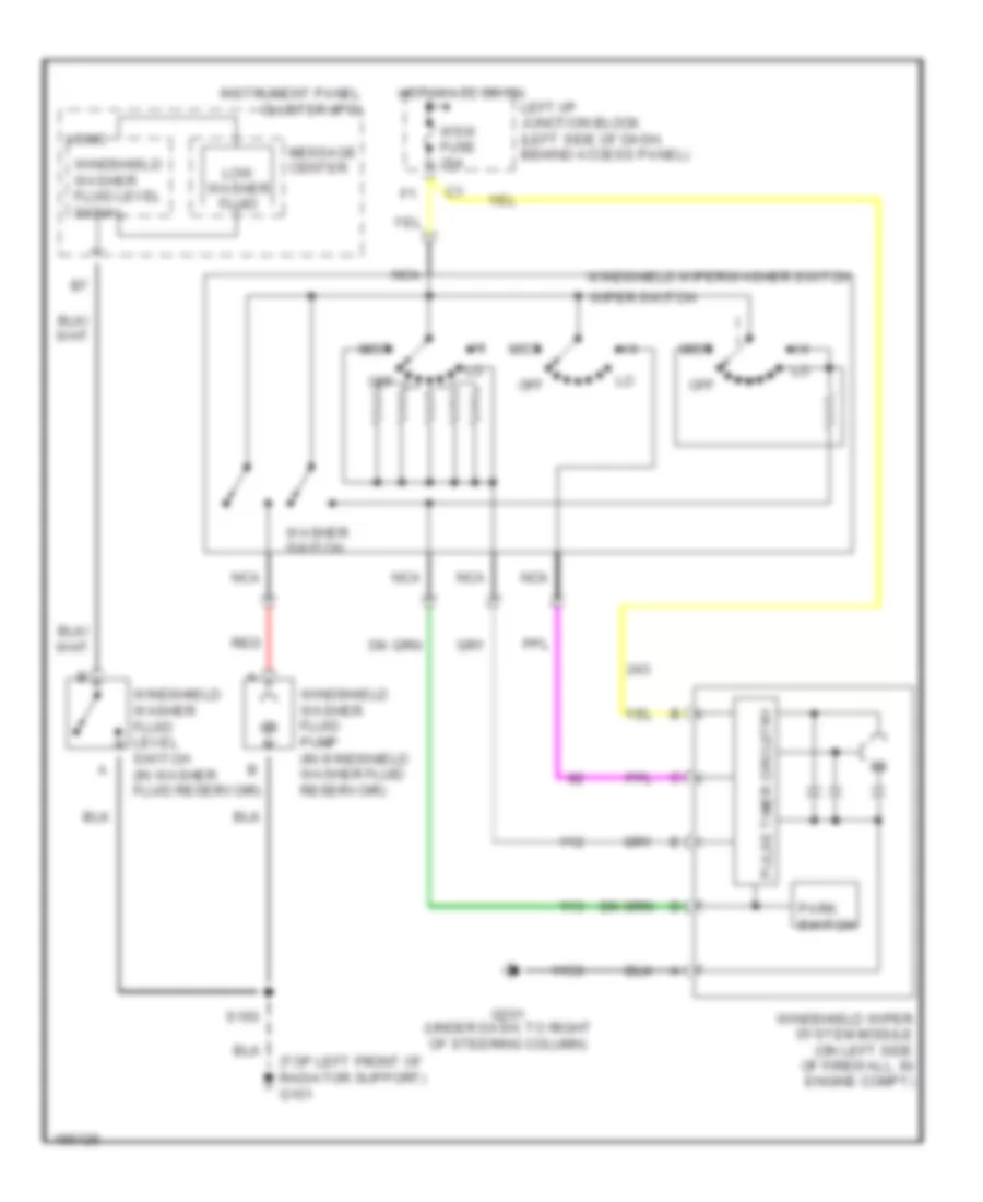 Электросхема стеклоочистителя, дворников и омывателя для Chevrolet Monte Carlo SS 2004