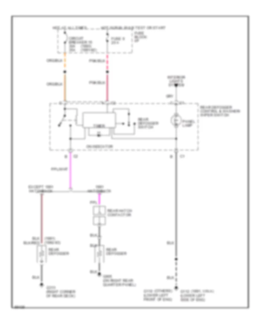 Defogger Wiring Diagram for Chevrolet Beretta 1991