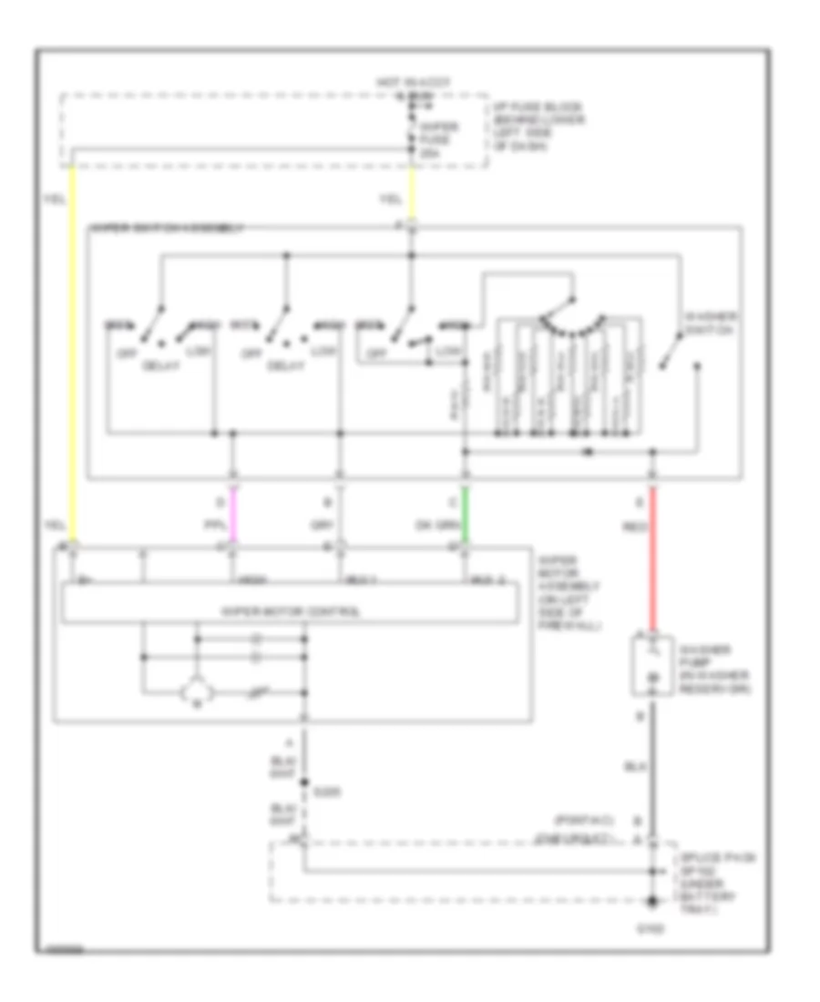 Неустойчивая Электросхема стеклоочистителя, дворников и омывателя для Chevrolet Cavalier LS 2002