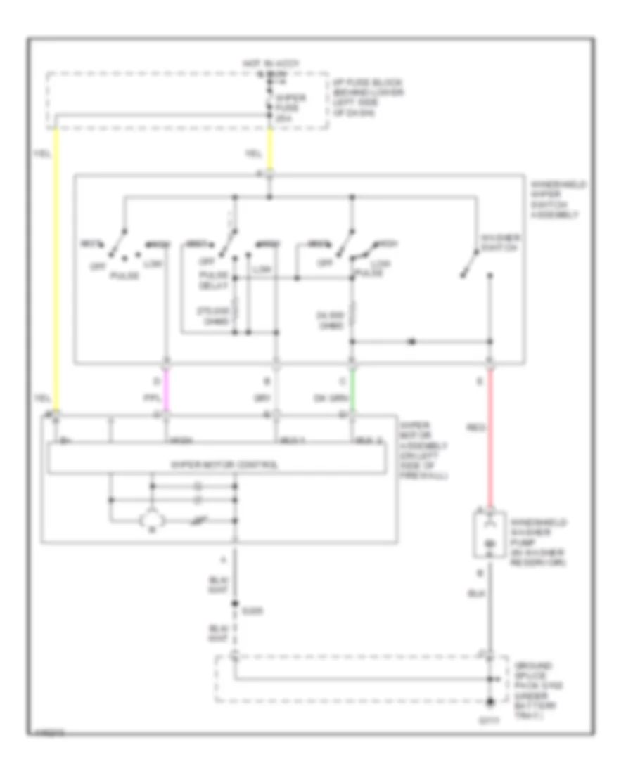 Импульсная Электросхема стеклоочистителя, дворников и омывателя для Chevrolet Cavalier Z24 2001