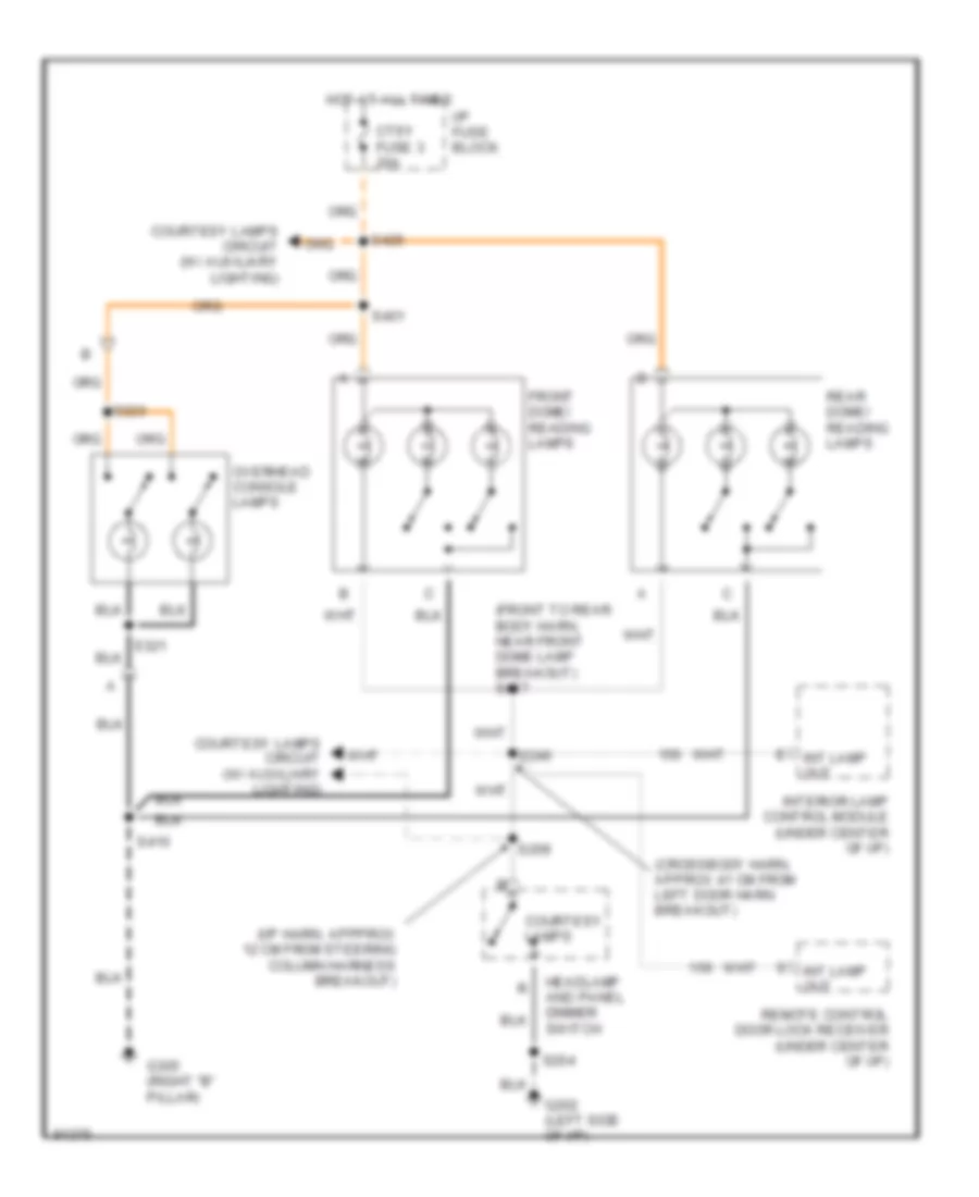 Overhead Console Lamps Wiring Diagram for Chevrolet Suburban K2500 1997