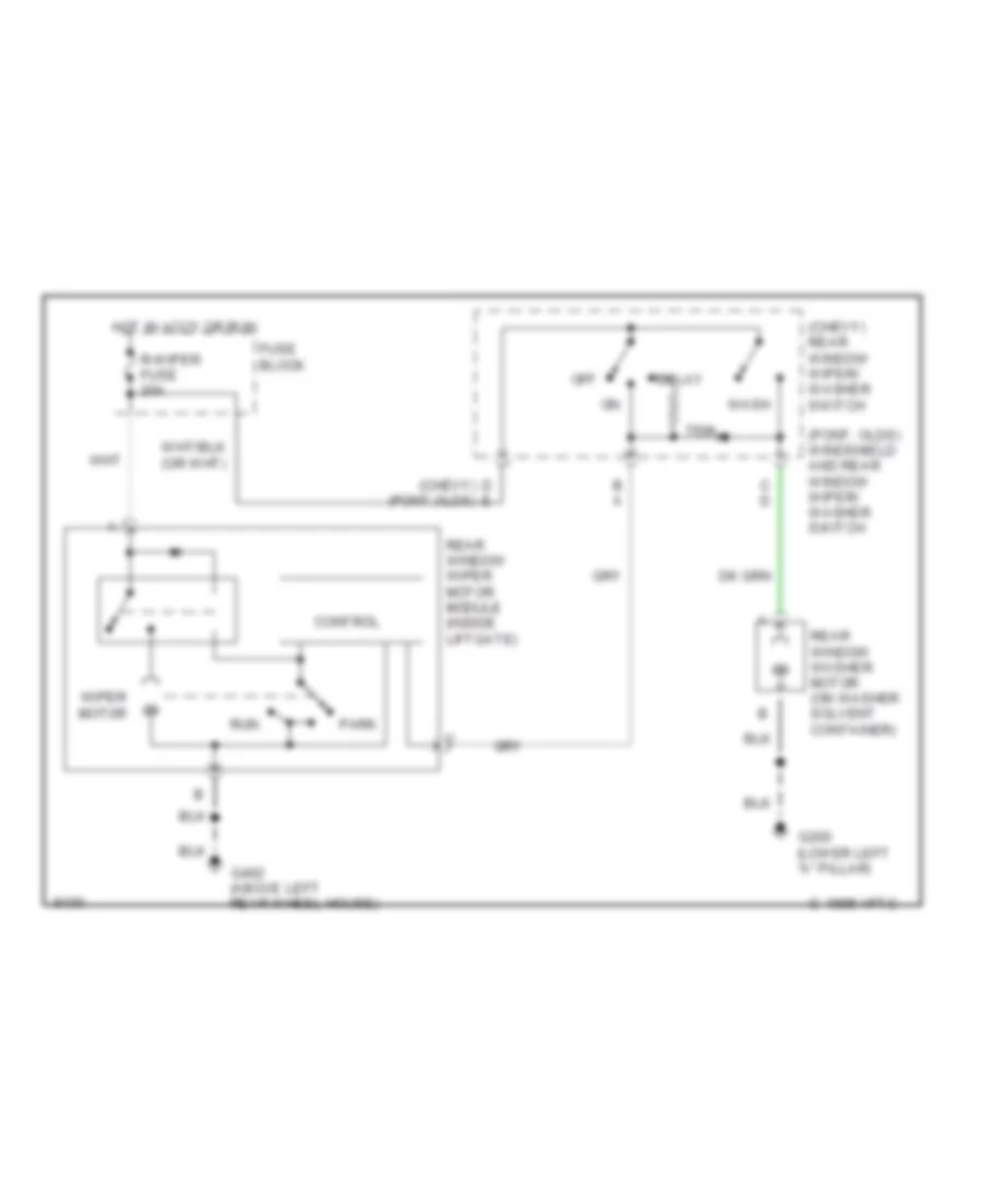 Электросхема заднего стеклоочистителя дворника и омывателя для Chevrolet Lumina APV 1993