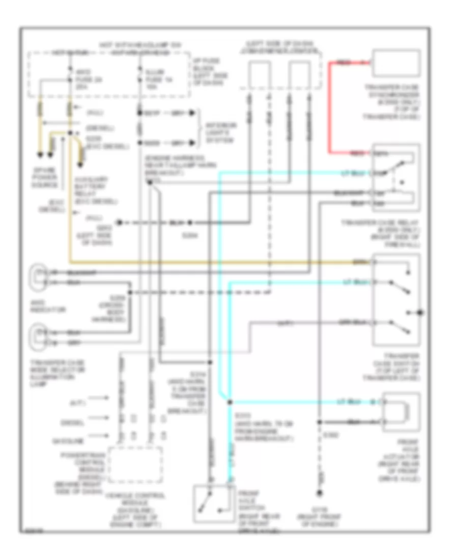 Transfer Case Wiring Diagram, without Electronic Shift Control for Chevrolet Tahoe 1997