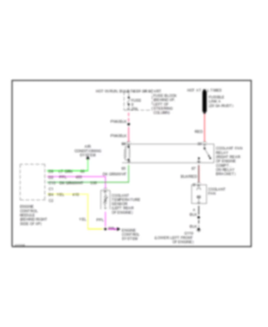 2.2L (VIN 4), Cooling Fan Wiring Diagram for Chevrolet Beretta GTZ 1993