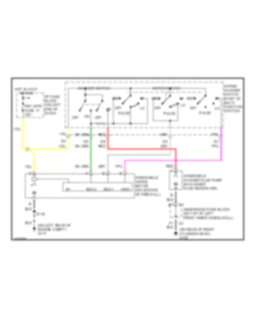 Front WiperWasher Wiring Diagram for Chevrolet S10 Pickup 2004