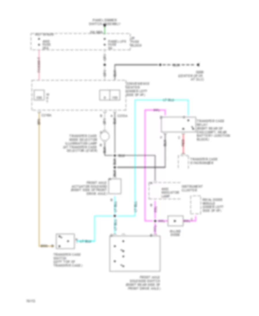 Transfer Case Wiring Diagram, Except Heavy Duty 4 Speed AT for Chevrolet Pickup C1500 1993