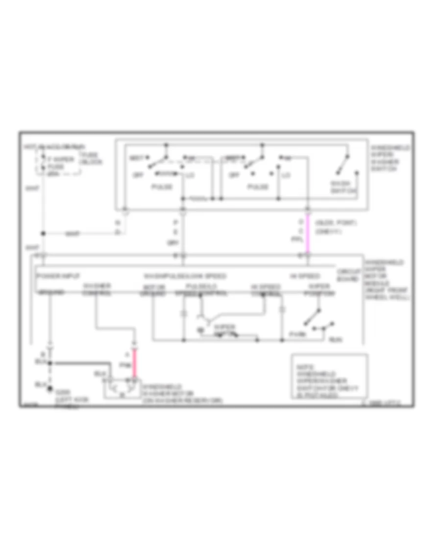 Электросхема стеклоочистителя, дворников и омывателя Интервала для Chevrolet APV 1992