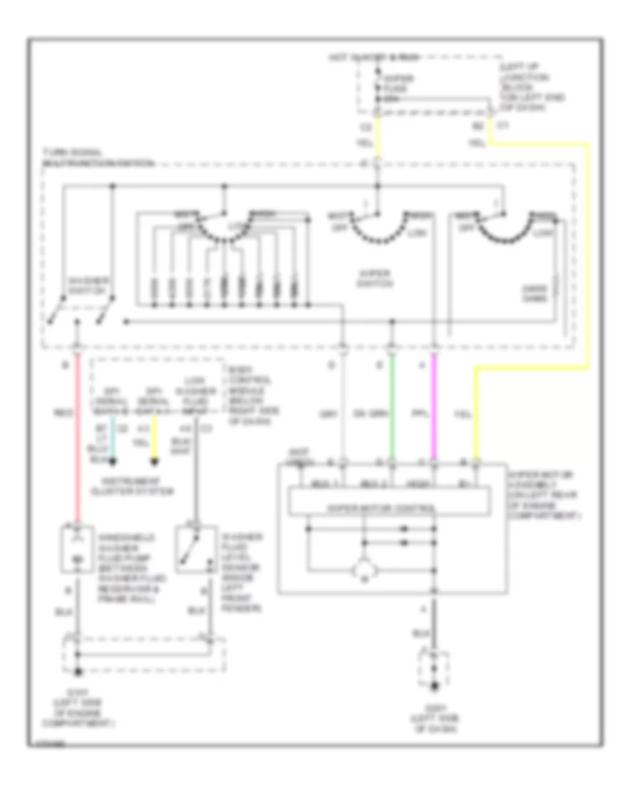 Электросхема стеклоочистителя, дворников и омывателя для Chevrolet Malibu 2003