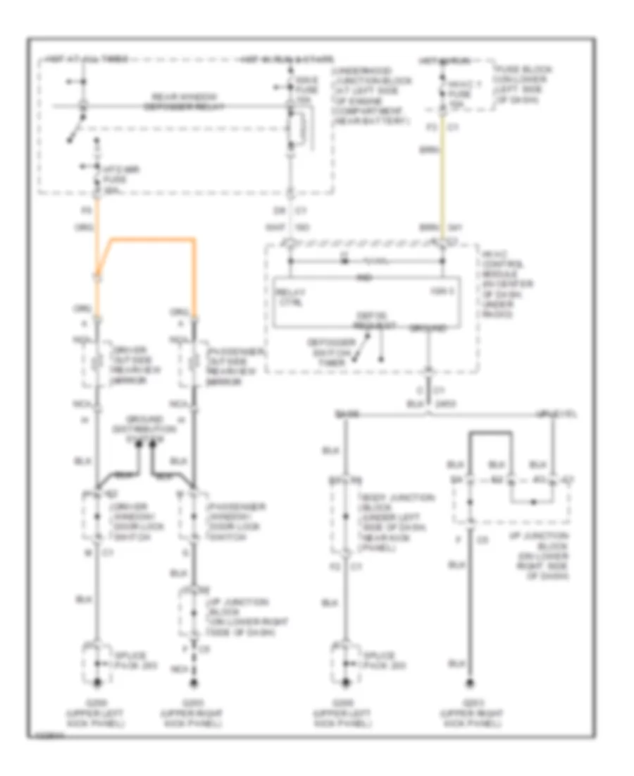 Heated Mirrors Wiring Diagram for Chevrolet Suburban K1500 2000
