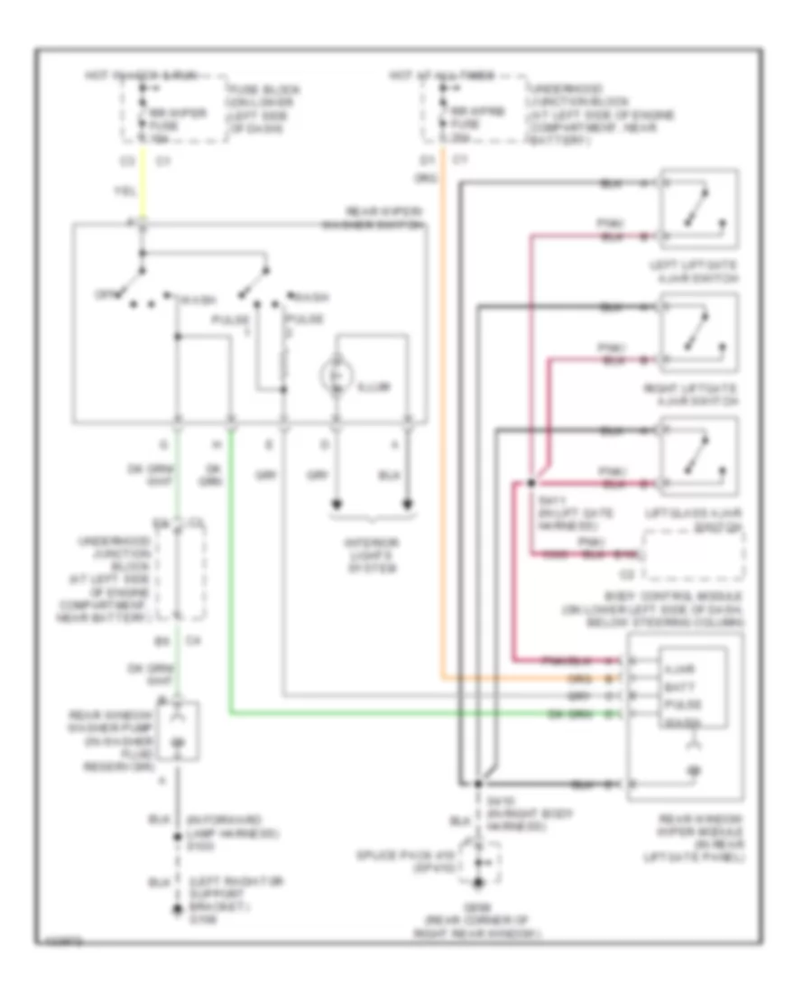 Rear WiperWasher Wiring Diagram for Chevrolet Suburban K1500 2000