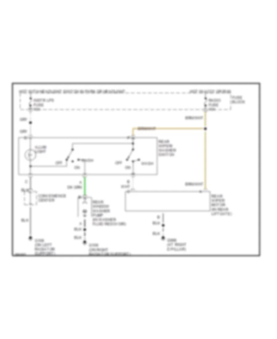 Электросхема заднего стеклоочистителя дворника и омывателя для Chevrolet Astro 1992