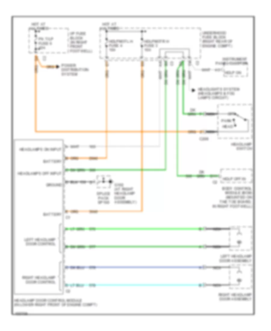 Headlamp Doors Wiring Diagram for Chevrolet Corvette Z06 2002