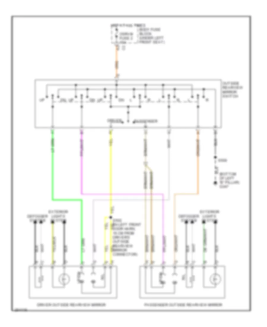 Power Mirrors Wiring Diagram for Chevrolet Chevy Express H2007 1500