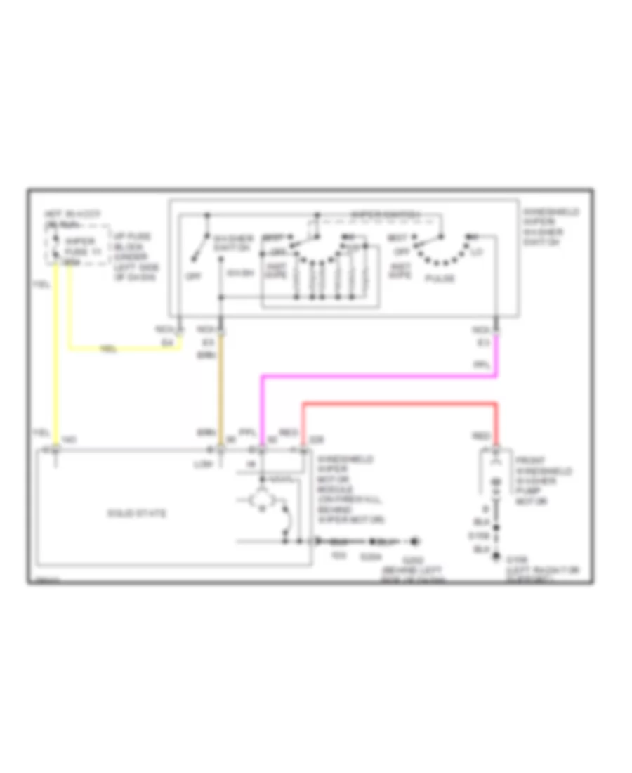 Электросхема передних стеклоочистителей дворников и омывателя лобового стекла для Chevrolet Pickup K1998 1500