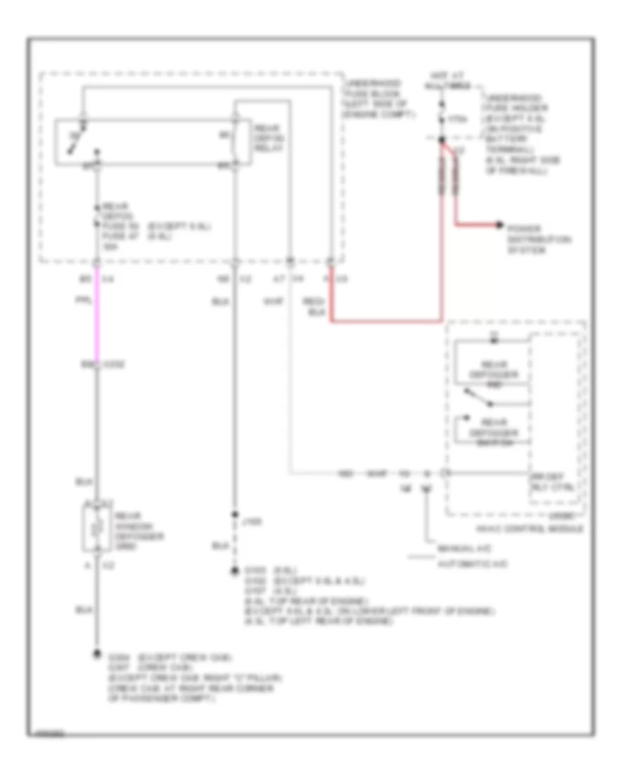 Rear Defogger Wiring Diagram for Chevrolet Silverado 1500 LS 2013