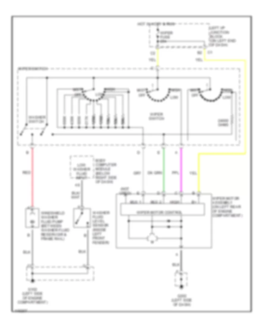 Электросхема стеклоочистителя, дворников и омывателя для Chevrolet Malibu LS 2001