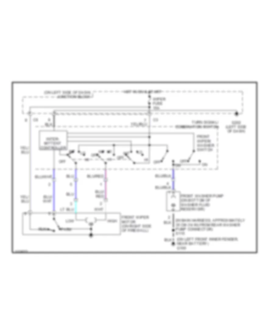 Электросхема стеклоочистителя, дворников и омывателя Интервала для Chevrolet Metro LSi 2001