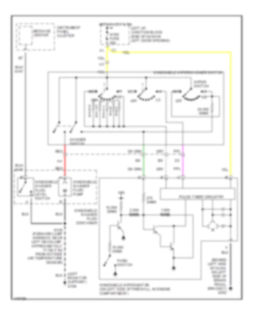 Электросхема стеклоочистителя, дворников и омывателя для Chevrolet Monte Carlo LS 2001