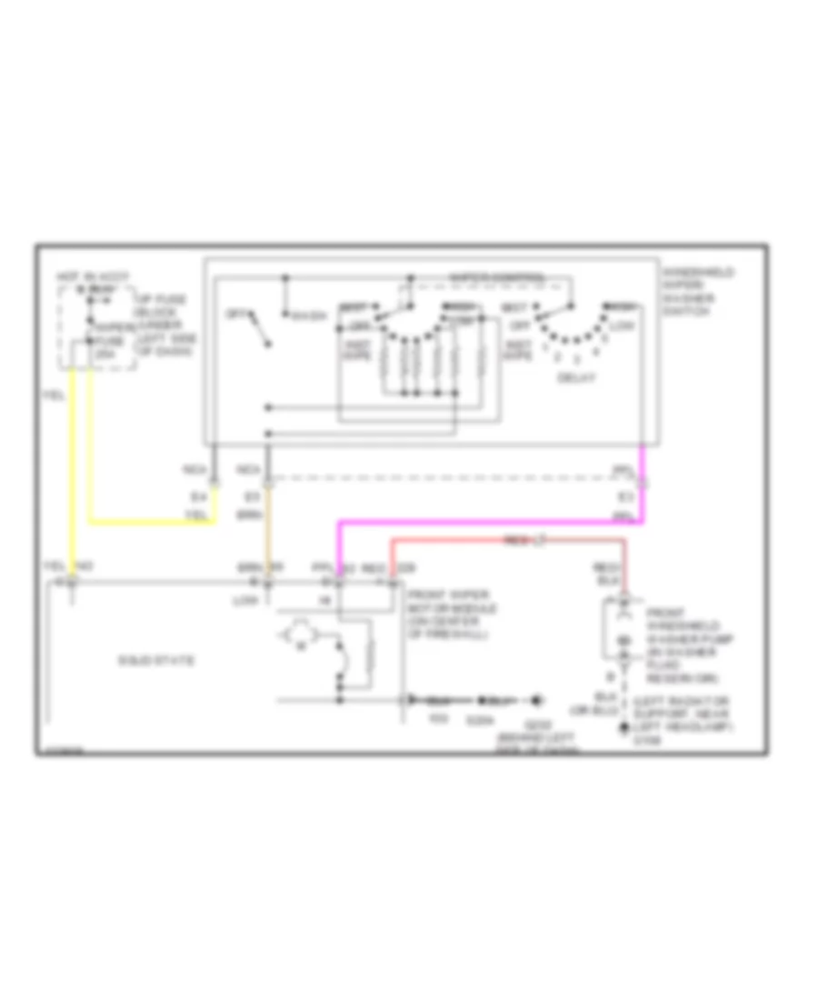 Front WiperWasher Wiring Diagram, Old Style for Chevrolet Tahoe 2000