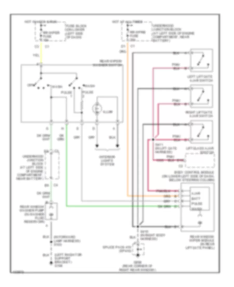 Rear WiperWasher Wiring Diagram, New Style for Chevrolet Tahoe 2000