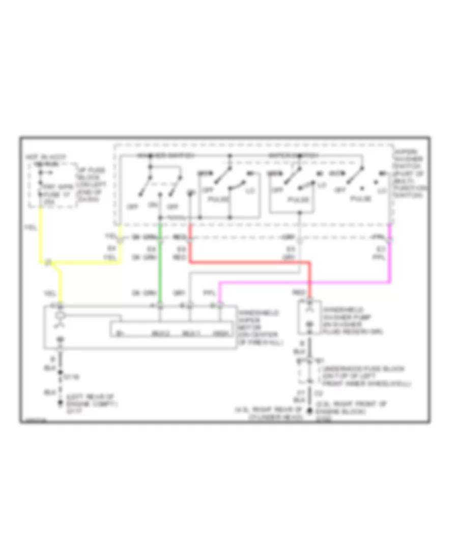 Front WiperWasher Wiring Diagram for Chevrolet S10 Pickup 2003